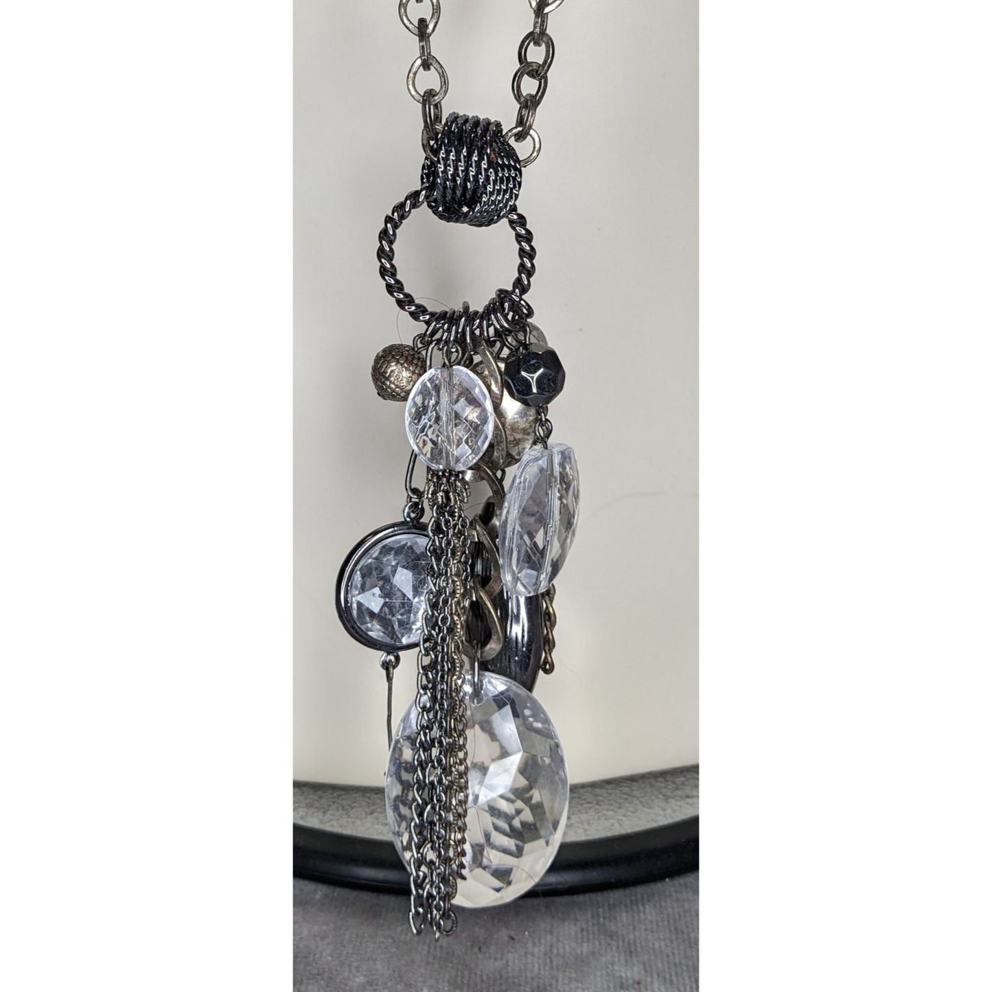 NY Collection Y2K Cluster Charm Necklace Clear Silver Party Glam