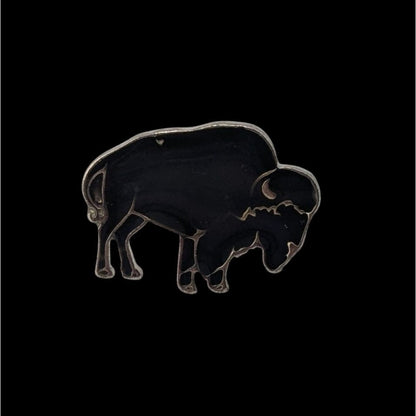 90s Western Southwestern Buffalo Vintage Mood Ring Black Silver Tone