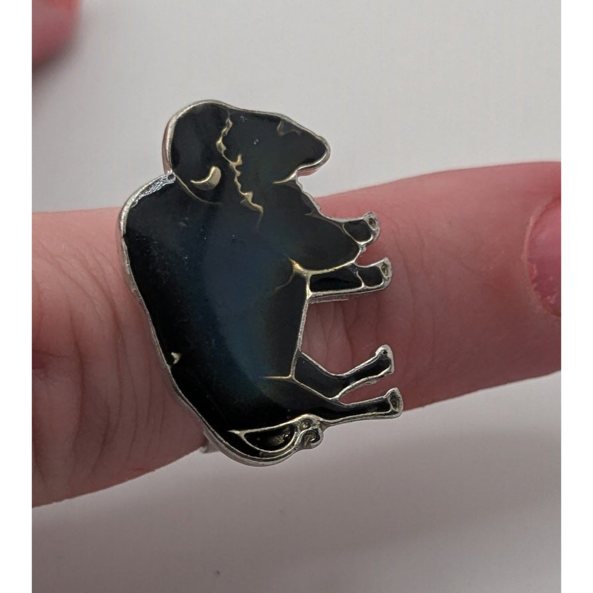 90s Western Southwestern Buffalo Vintage Mood Ring Black Silver Tone