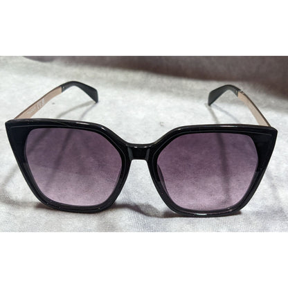 Tahari Gothic Oversized Black Sunglasses With Purple Lenses