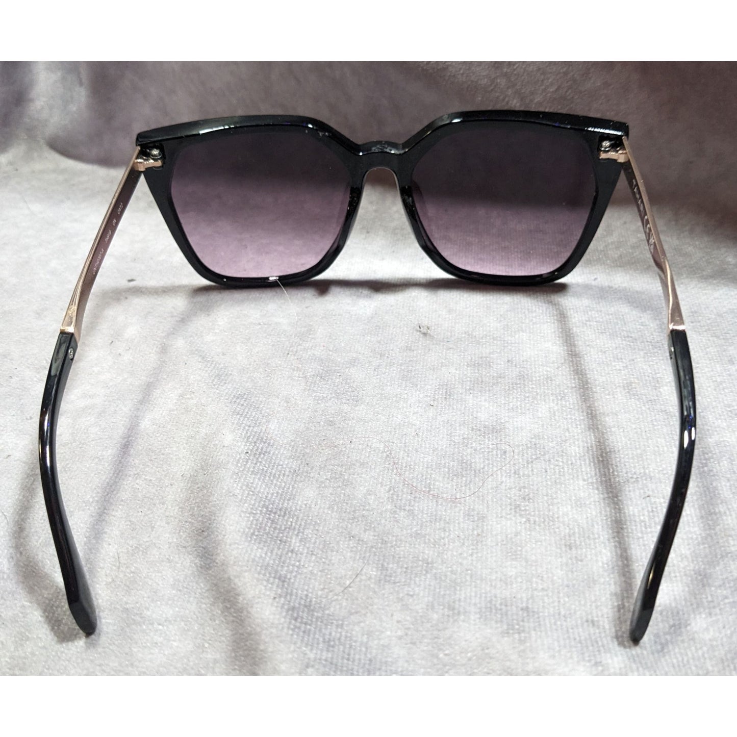 Tahari Gothic Oversized Black Sunglasses With Purple Lenses
