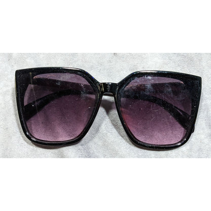 Tahari Gothic Oversized Black Sunglasses With Purple Lenses