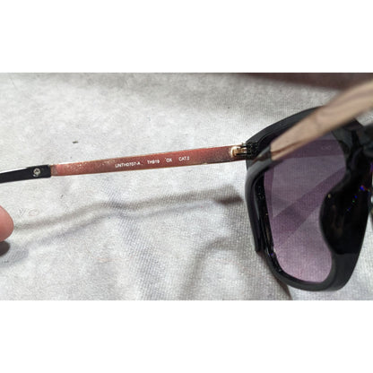 Tahari Gothic Oversized Black Sunglasses With Purple Lenses