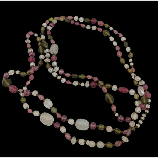 Vintage Handmade Cottagecore Multicolor Glass Beaded Necklace