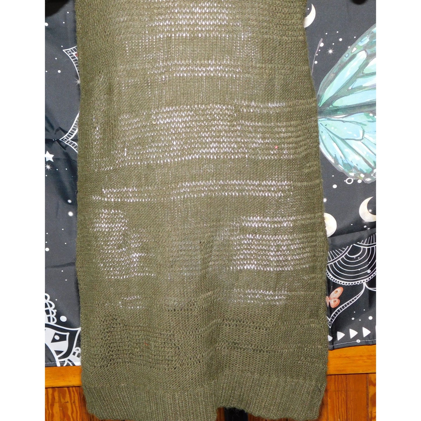 Click Green Slouch Neck Semi-Sheer Sweater Dress