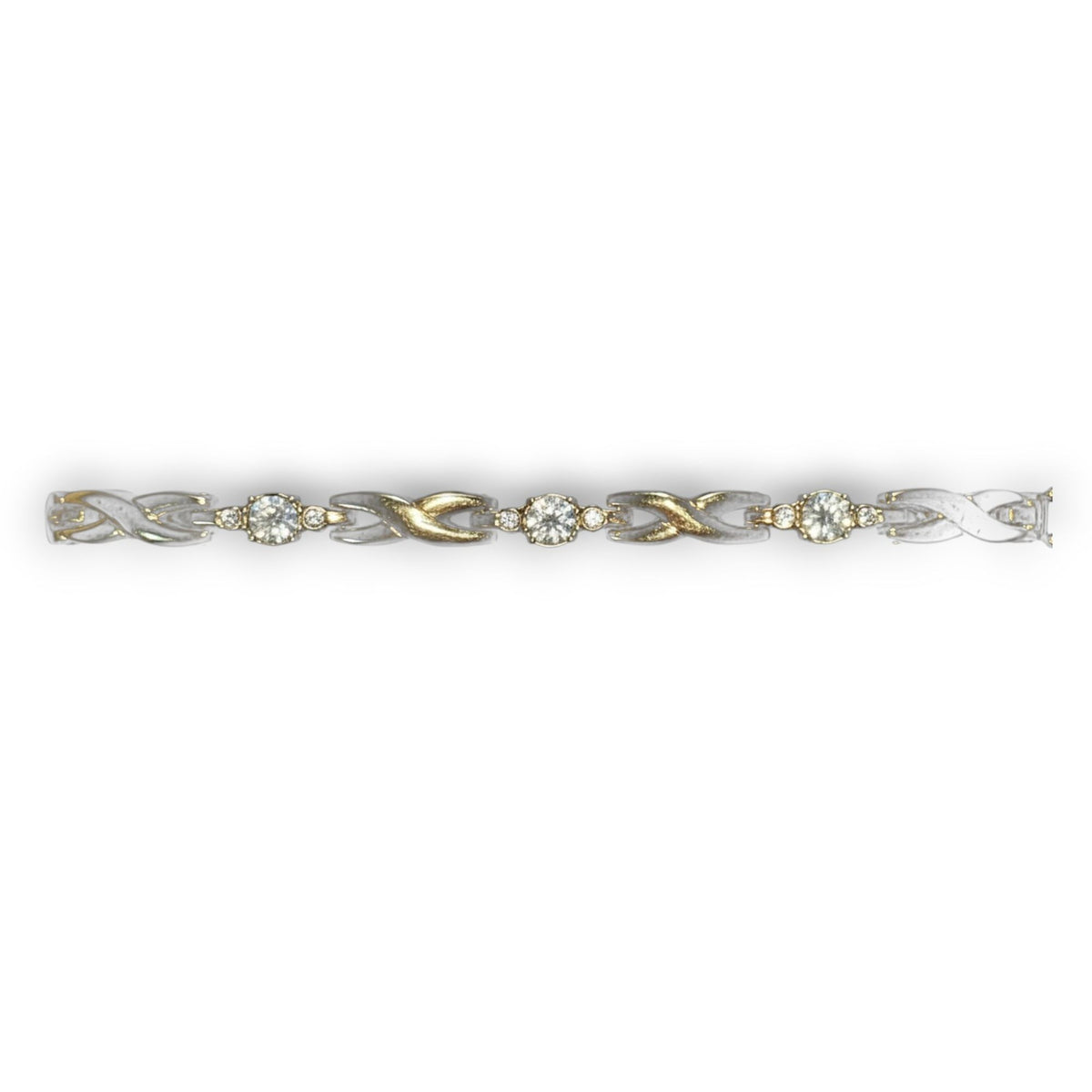 Liz Claiborne Vintage Glam Rhinestone Gold Tone Link Bracelet 6 Inch