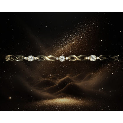 Liz Claiborne Vintage Glam Rhinestone Gold Tone Link Bracelet 6 Inch