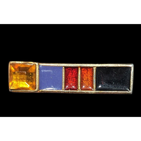 Vintage Pisces Color Block Rectangular Brooch