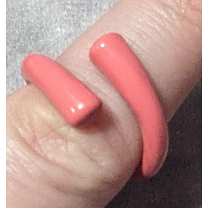 Pink Metal Enamel Swirl Adjustable Fashion Ring Size 7 1/4