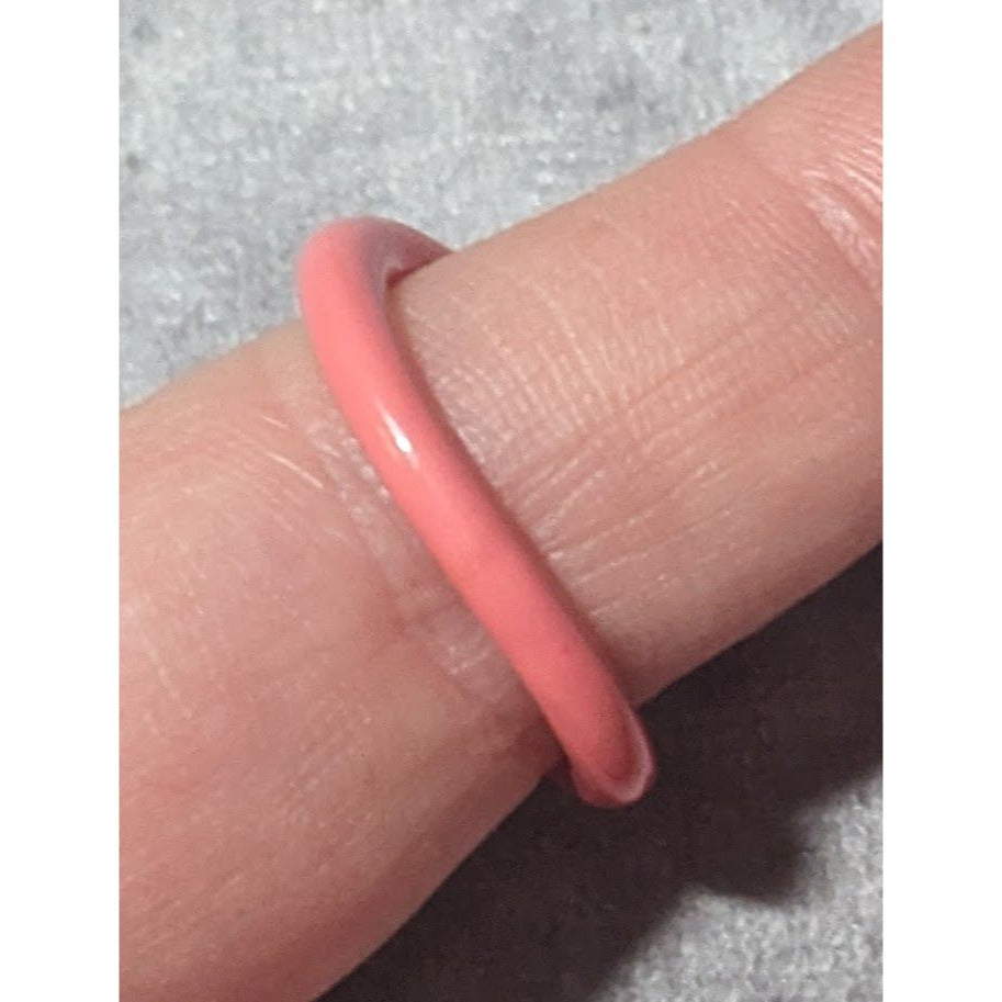 Pink Metal Enamel Swirl Adjustable Fashion Ring Size 7 1/4