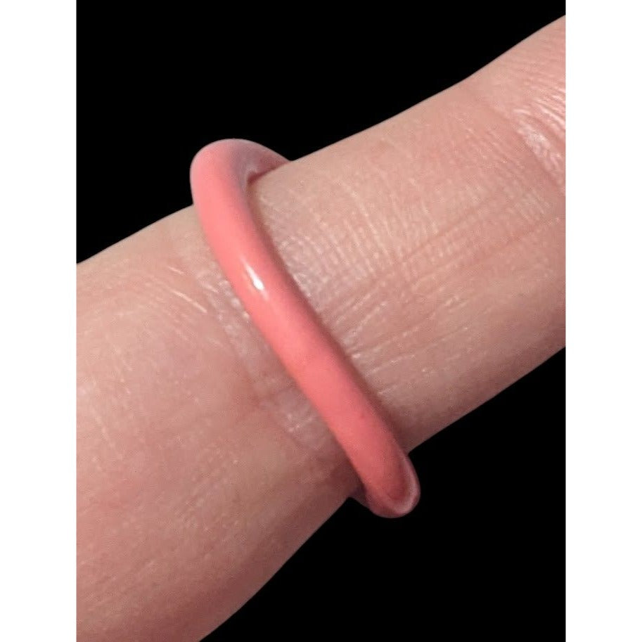 Pink Metal Enamel Swirl Adjustable Fashion Ring Size 7 1/4