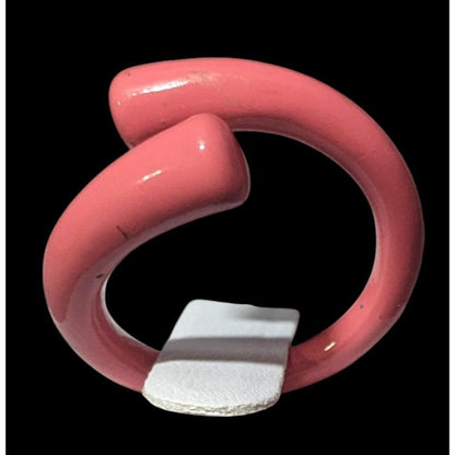 Pink Metal Enamel Swirl Adjustable Fashion Ring Size 7 1/4