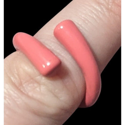 Pink Metal Enamel Swirl Adjustable Fashion Ring Size 7 1/4