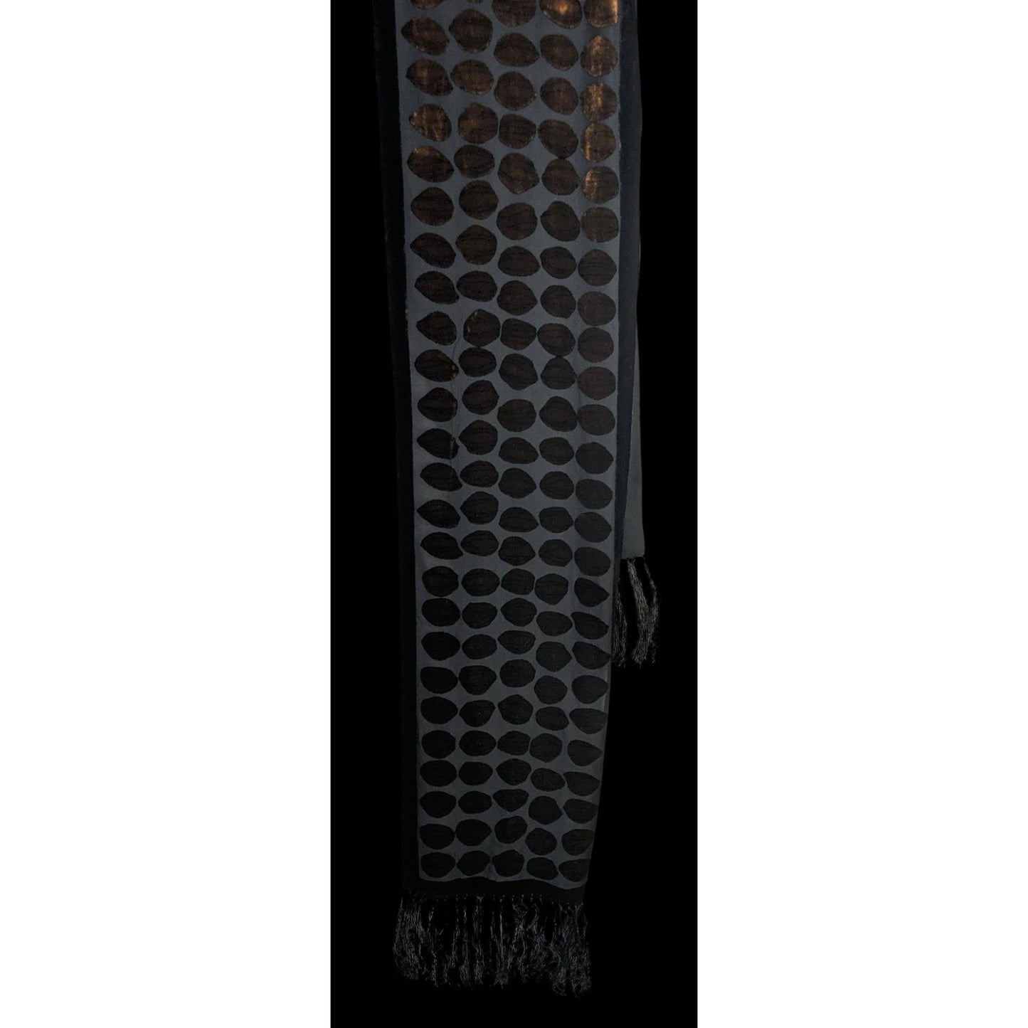 Vintage Geometric Burnt Velvet Scarf Copper Tone With Fringe