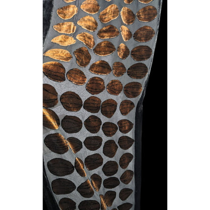 Vintage Geometric Burnt Velvet Scarf Copper Tone With Fringe