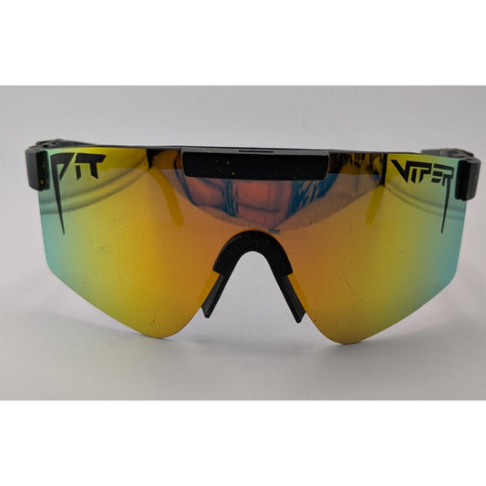 Pit Viper Black And Yellow Shield Sunglasses With Yellow Gradient Mirror Lens