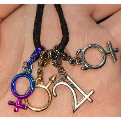 Vintage 90s Gender Symbols & Jupiter Charm Necklace