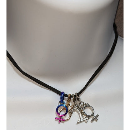 Vintage 90s Gender Symbols & Jupiter Charm Necklace