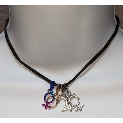 Vintage 90s Gender Symbols & Jupiter Charm Necklace