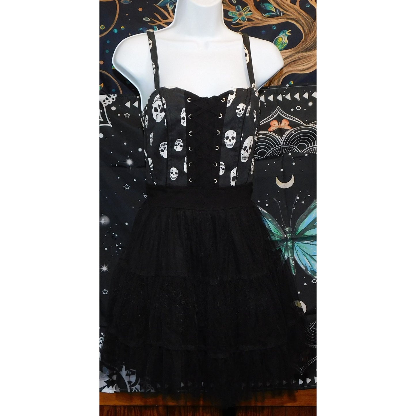 Royal Bones Y2K Skull Black And White Tutu Dress