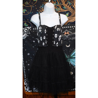 Royal Bones Y2K Skull Black And White Tutu Dress