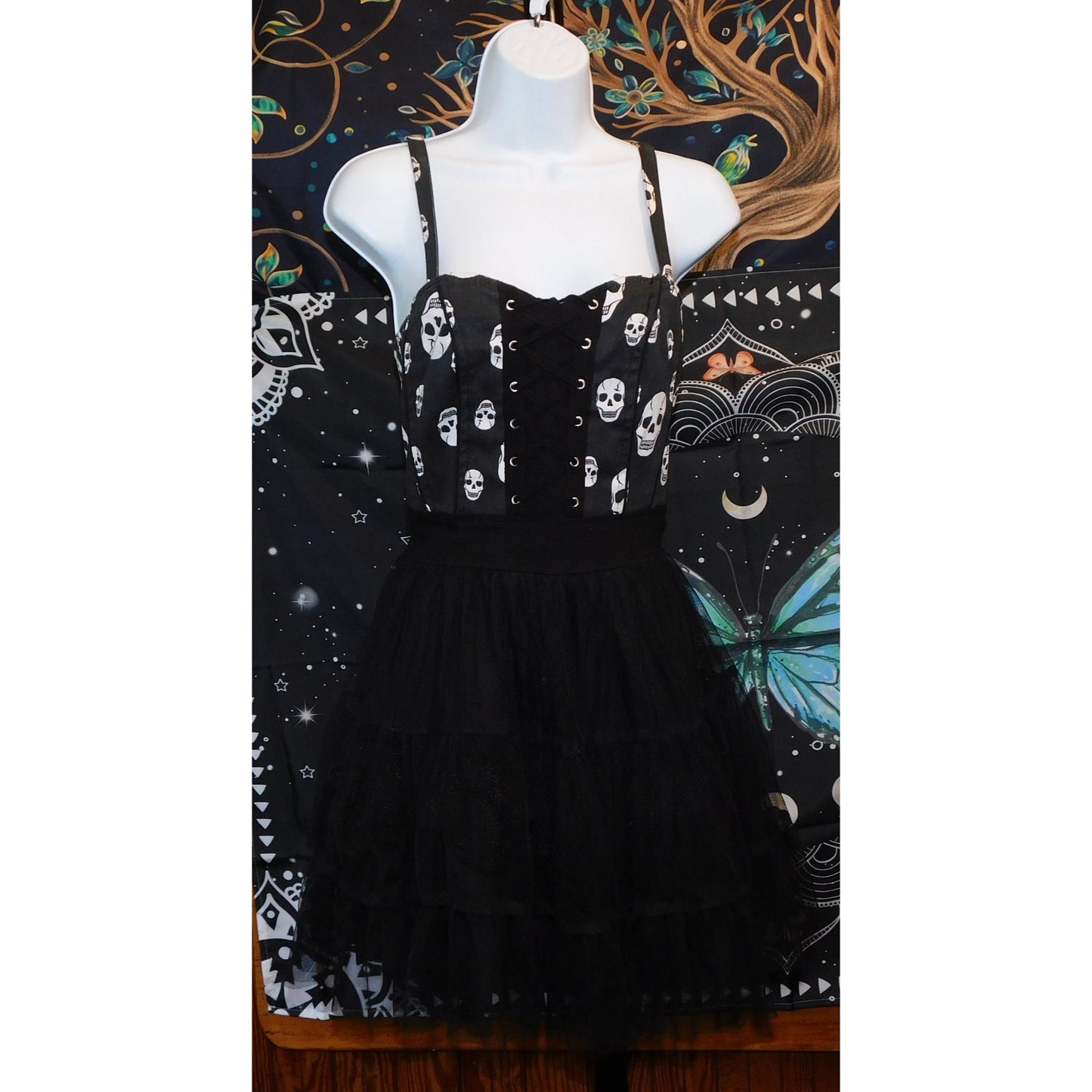 Royal Bones Y2K Skull Black And White Tutu Dress