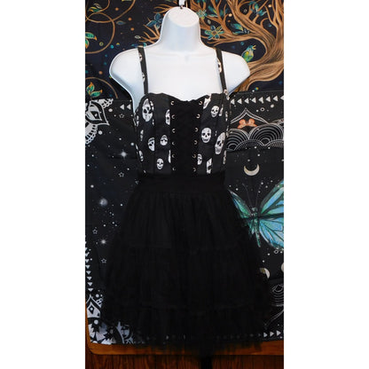 Royal Bones Y2K Skull Black And White Tutu Dress