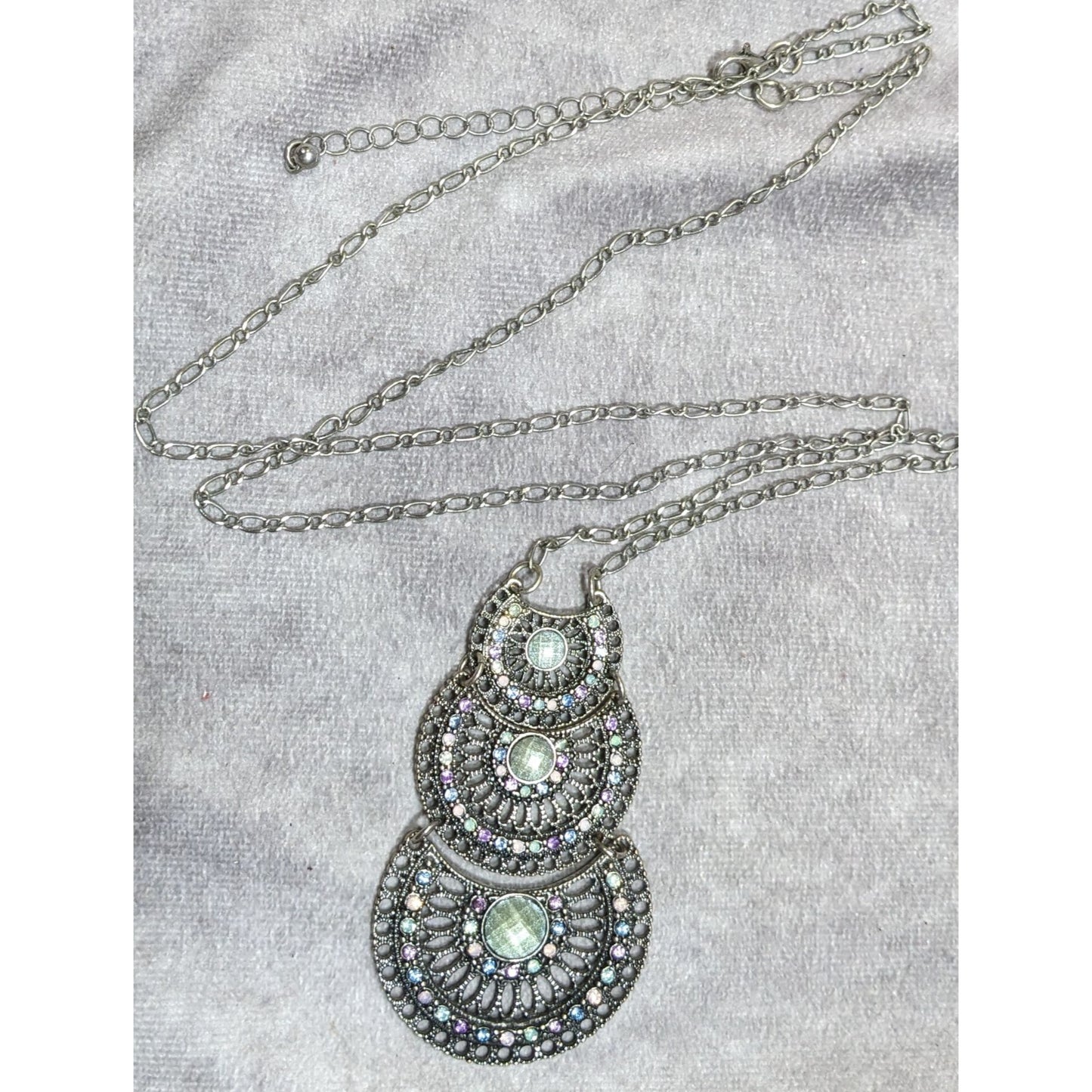 Bohemian Pastel Articulated Layered Medallion Pendant Necklace