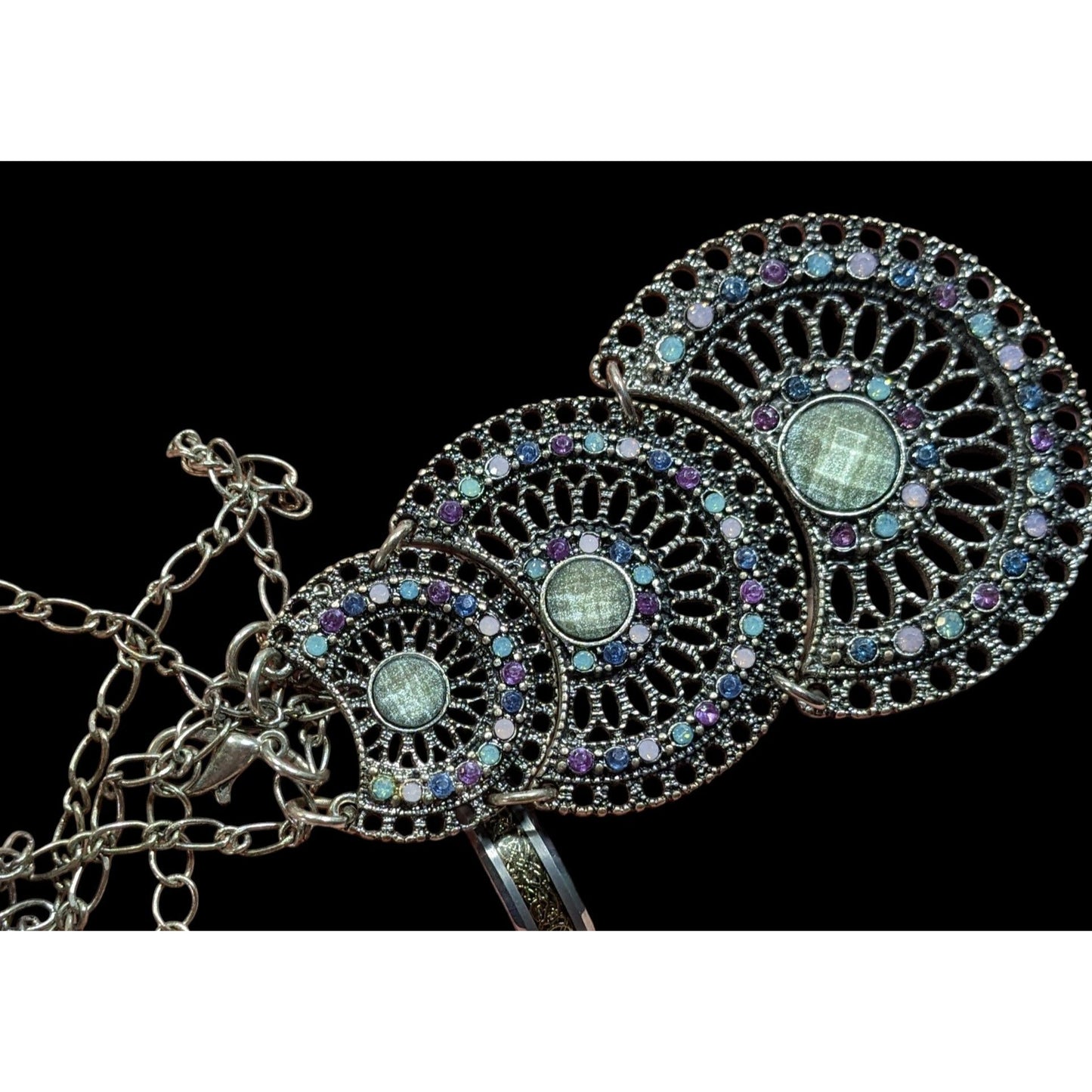 Bohemian Pastel Articulated Layered Medallion Pendant Necklace