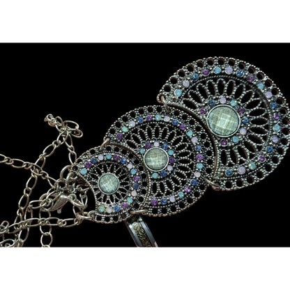 Bohemian Pastel Articulated Layered Medallion Pendant Necklace