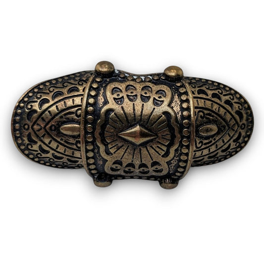 Medieval Gothic Articulated Gold Tone Armor Shield Ring Size 6