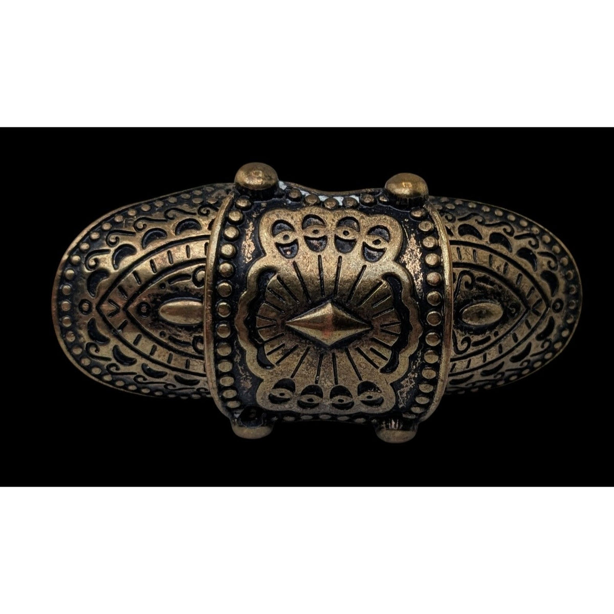Medieval Gothic Articulated Gold Tone Armor Shield Ring Size 6