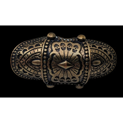 Medieval Gothic Articulated Gold Tone Armor Shield Ring Size 6