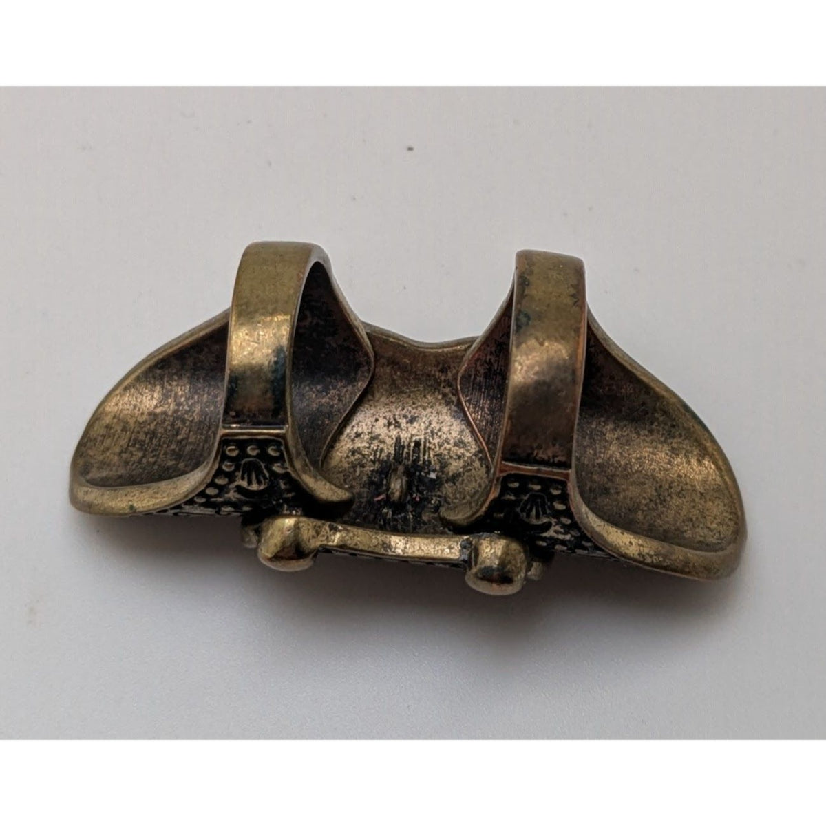 Medieval Gothic Articulated Gold Tone Armor Shield Ring Size 6