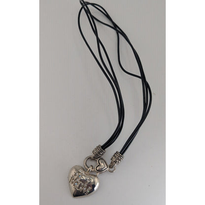 Y2K Momcore Glam #1 Mom Rhinestone Heart Black Cord Necklace