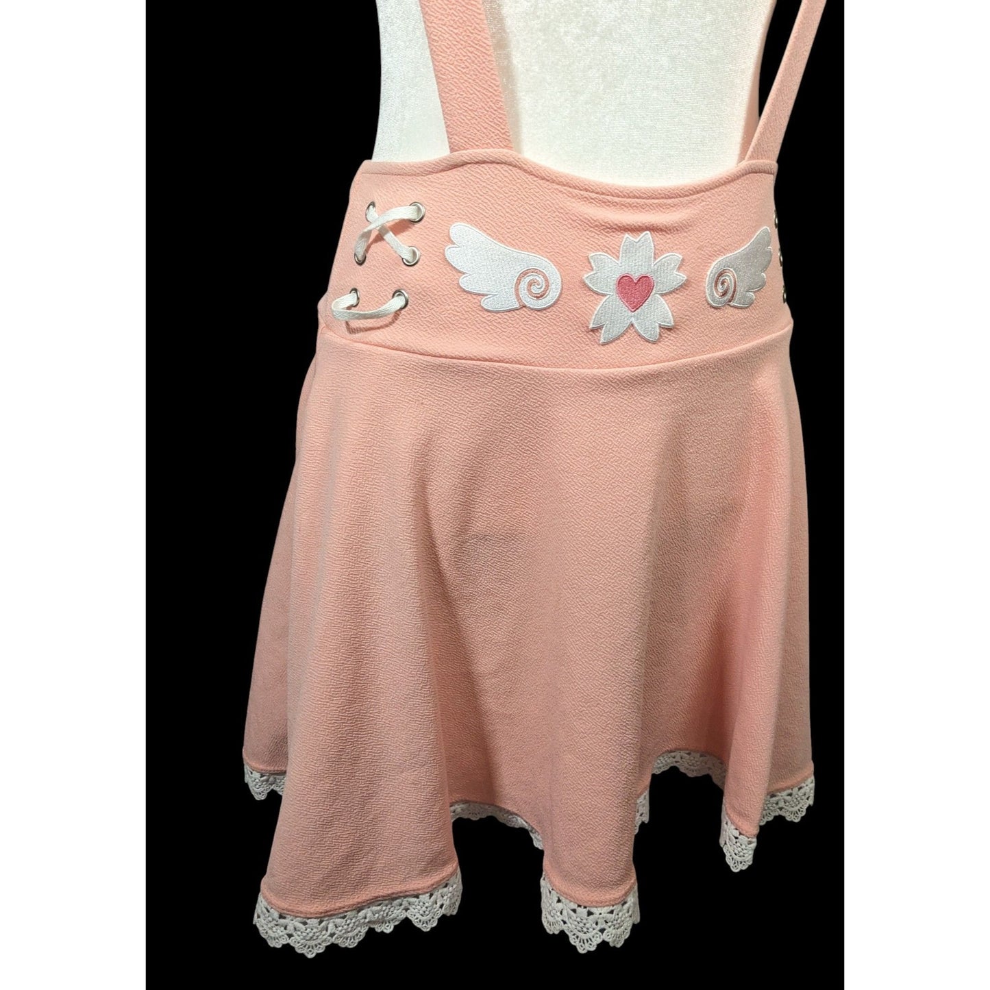 Midnight Hour Pink Sakura Lace Edge Suspender Skirt Size Small