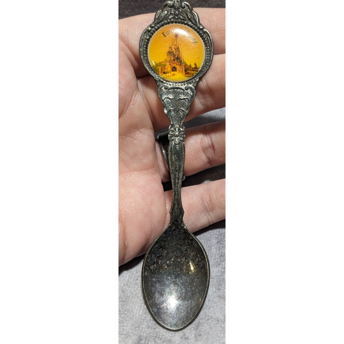 Vintage Souvenir Silver Plated EuroDisney Castle Spoon 4 1/2 Inch 1992