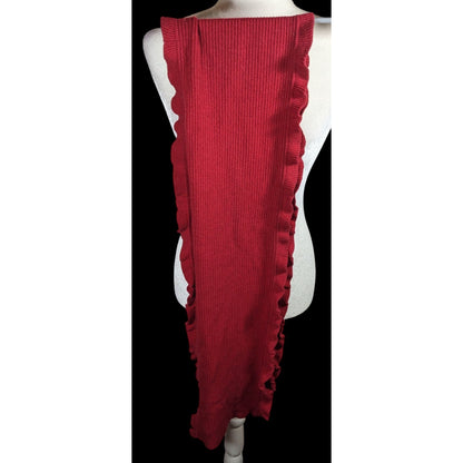Worthington Cashmere Red Scarf With Ruffled Edges