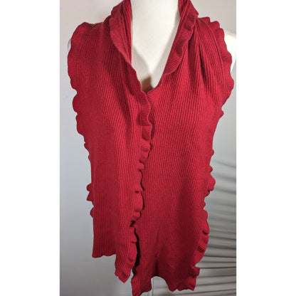 Worthington Cashmere Red Scarf With Ruffled Edges