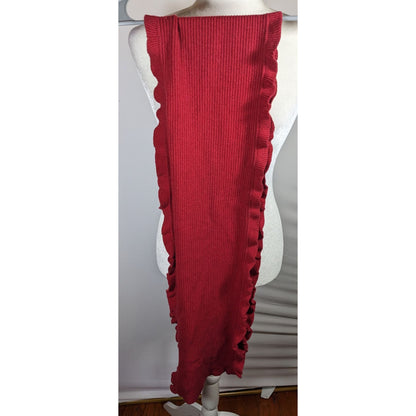 Worthington Cashmere Red Scarf With Ruffled Edges