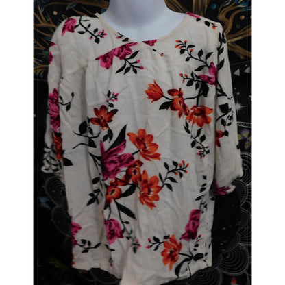 Girls Old Navy Floral Top White With Pink Flowers