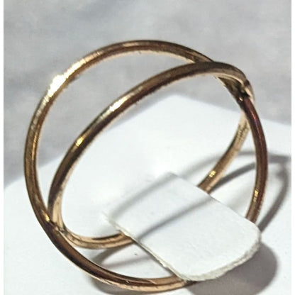 Minimalist Modern Gold Tone Double Band Criss Cross Ring Size 8