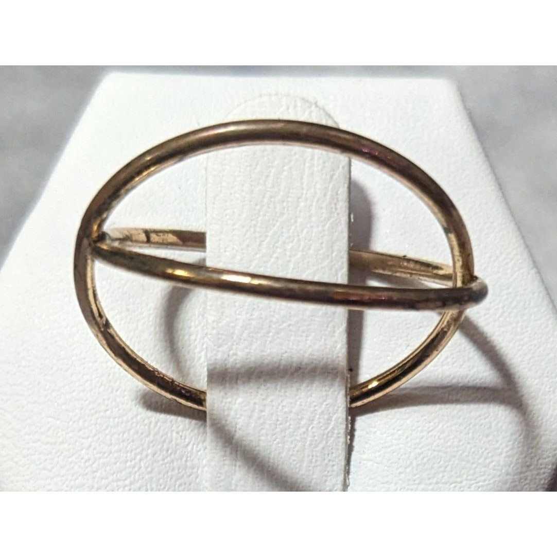 Minimalist Modern Gold Tone Double Band Criss Cross Ring Size 8