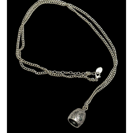 Claires Y2K Textured Dome Silver Tone Pendant Necklace