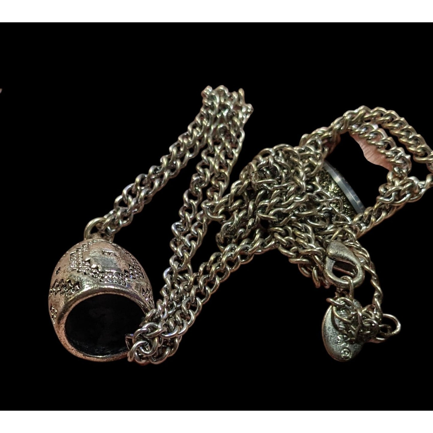 Claires Y2K Textured Dome Silver Tone Pendant Necklace