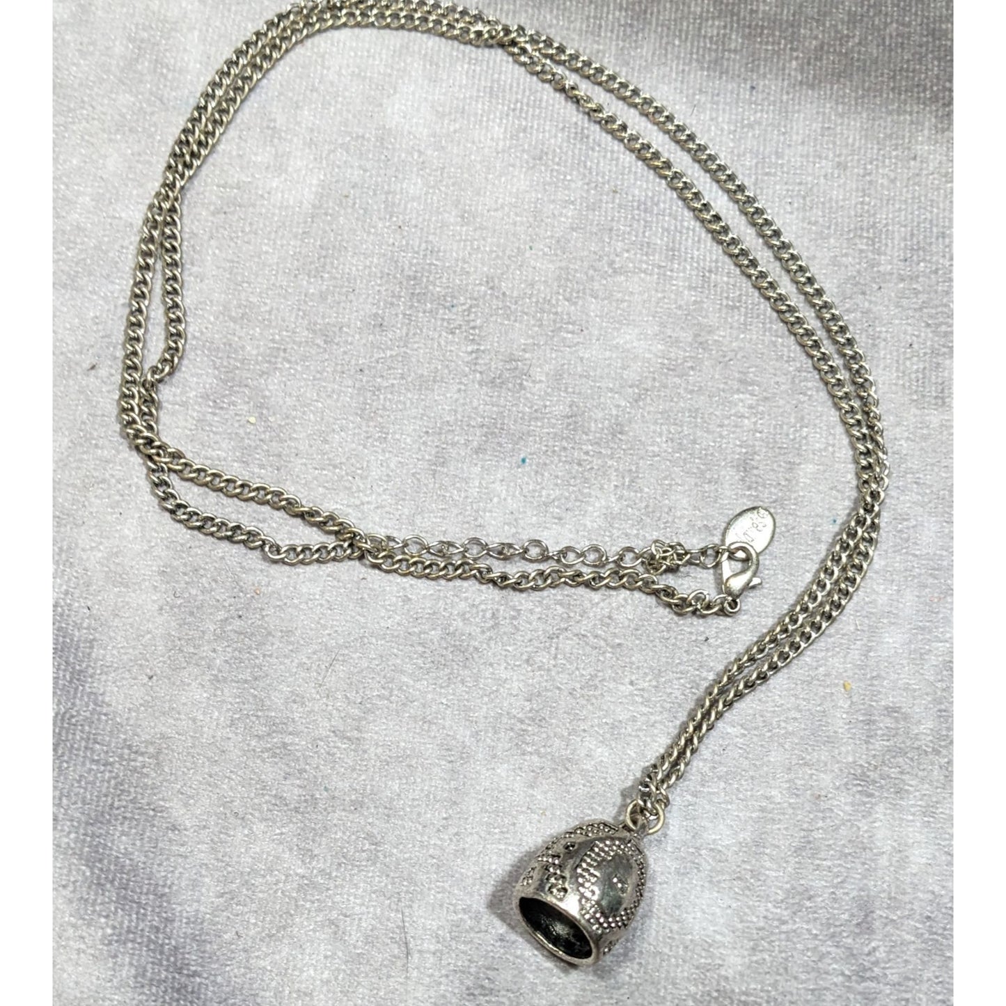 Claires Y2K Textured Dome Silver Tone Pendant Necklace