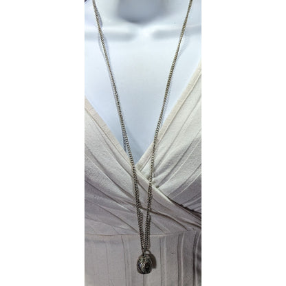 Claires Y2K Textured Dome Silver Tone Pendant Necklace