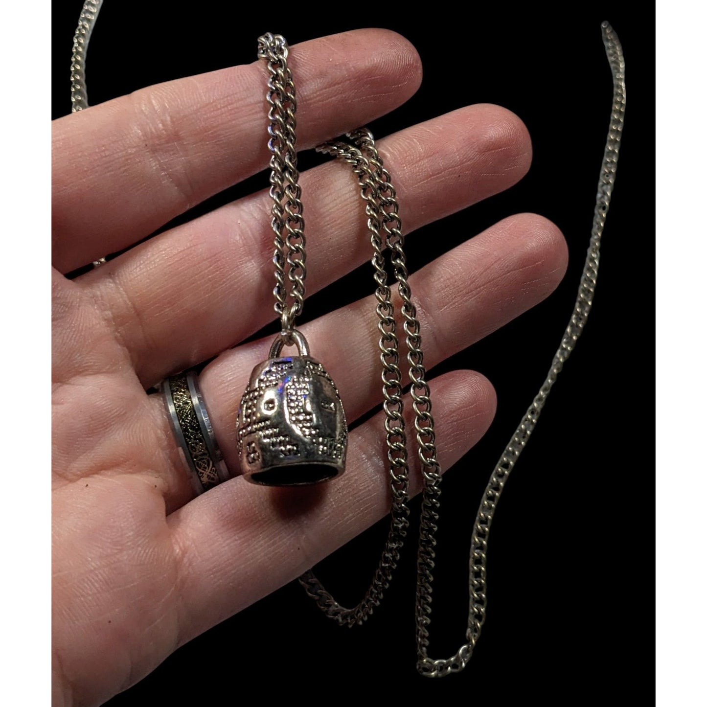 Claires Y2K Textured Dome Silver Tone Pendant Necklace