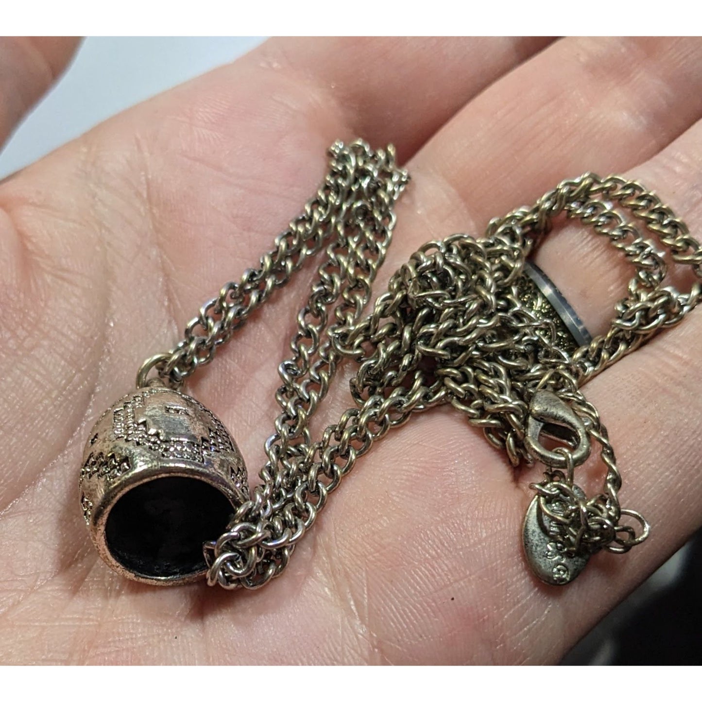 Claires Y2K Textured Dome Silver Tone Pendant Necklace