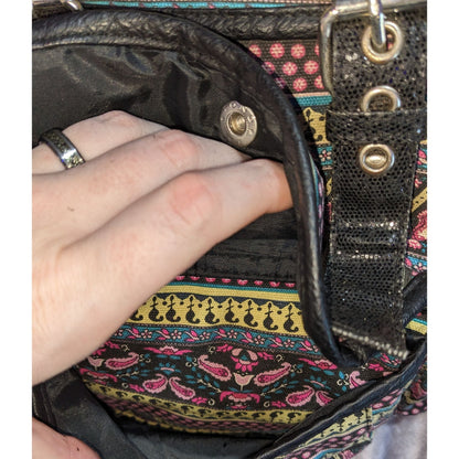 Boho Vintage Candie's Tribal Print Canvas Backpack Faux Leather Festival Bag